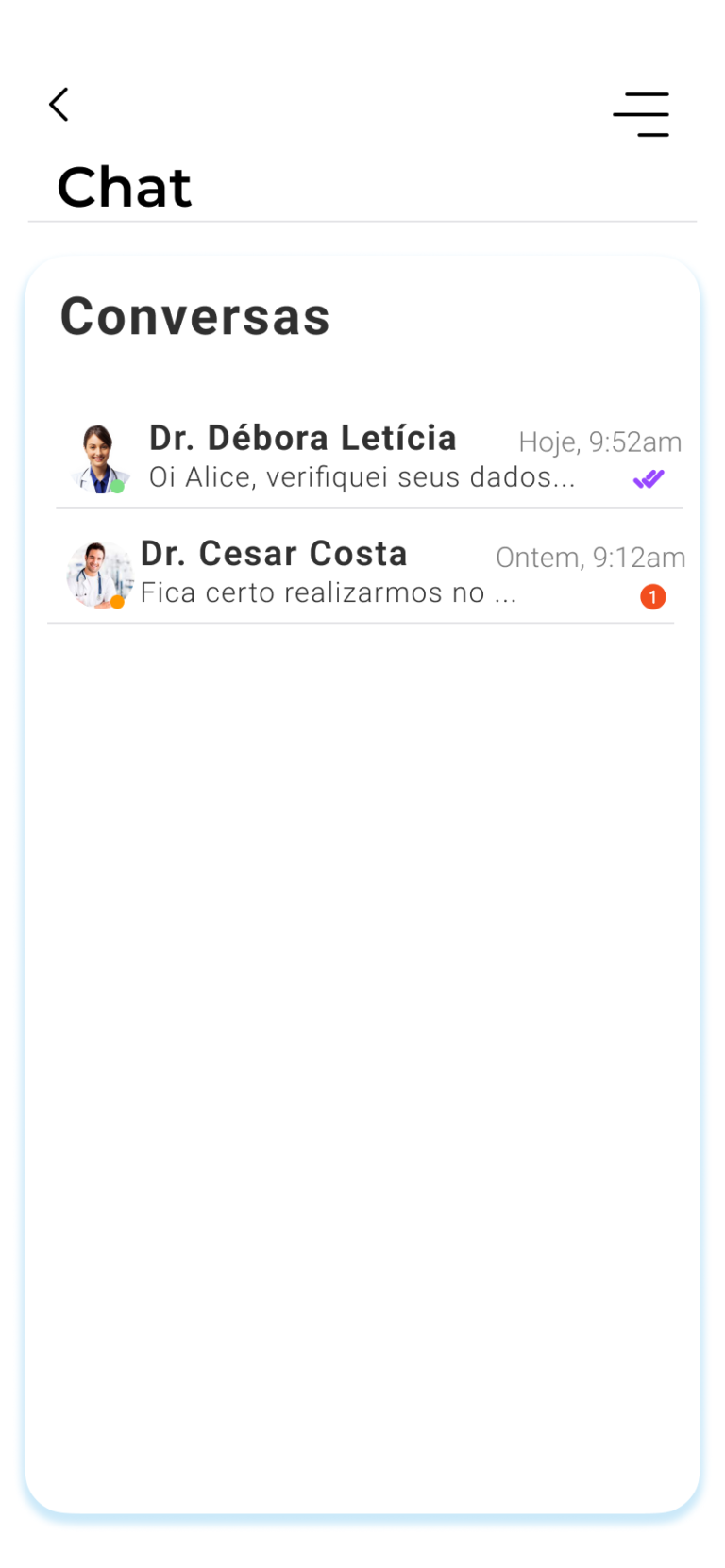 12 - Tela de Chats do Paciente